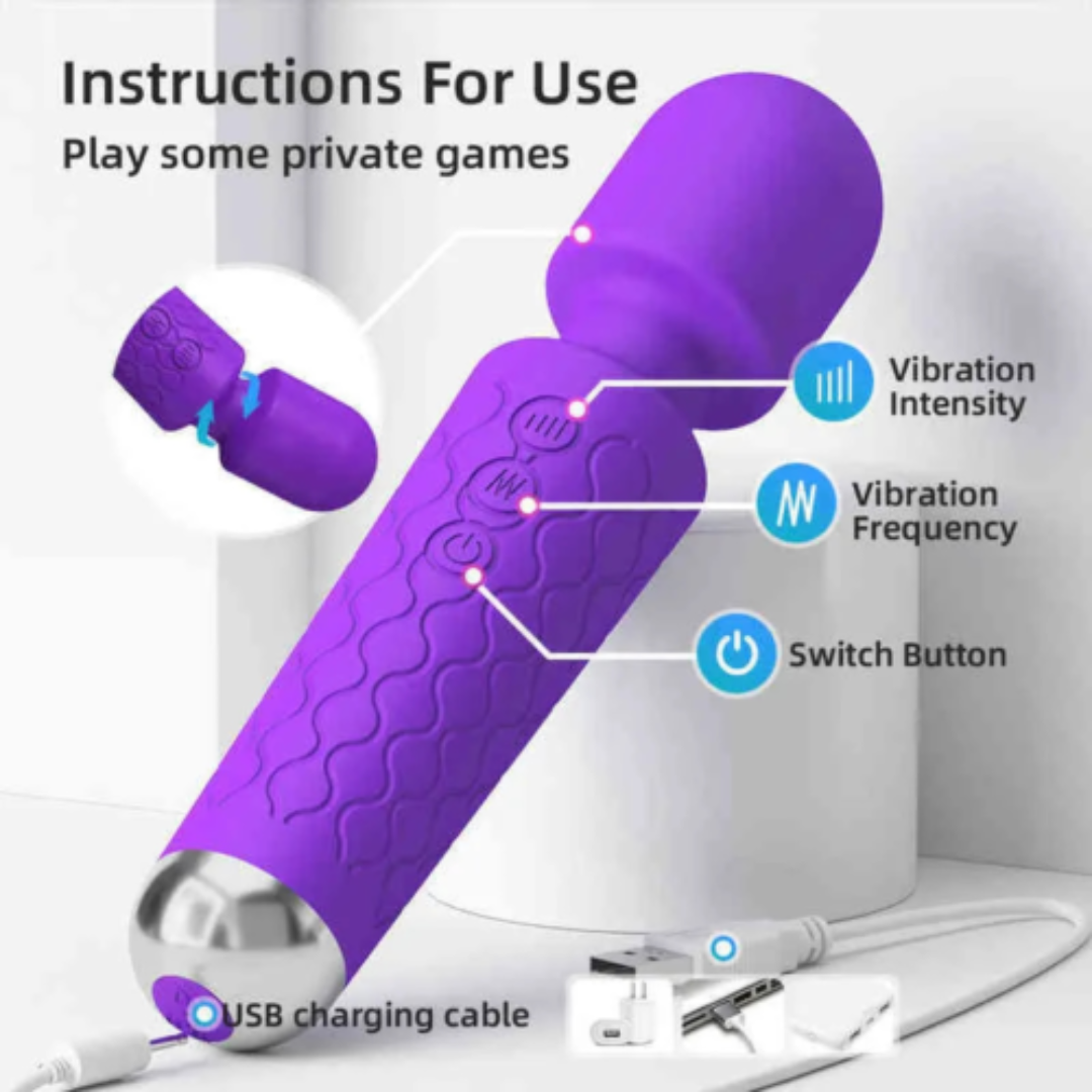 Wand Massage Head Vibrator | 20-Pattern Powerful Personal Massager